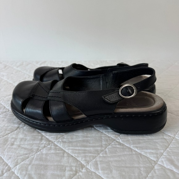 Dansko Black Leather Fisherman Sandals Slingback Platform Clogs Portugal Size 9 - Picture 5 of 10